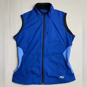 Brooks Womens Running Vest Size Medium Blue Zip Up Active Top